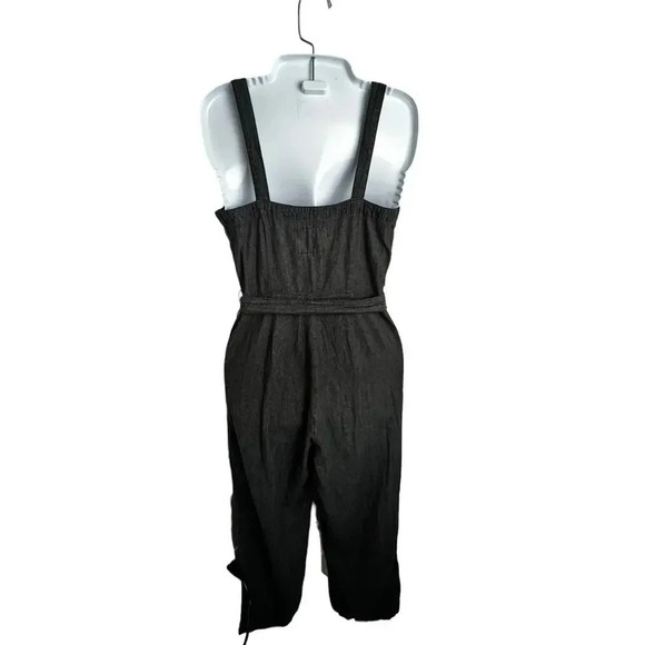 91 Cotton On Black Charcoal Denim Zip Front Tie Belt Jumpsuit Romper Women's 2 - Picture 5 of 9